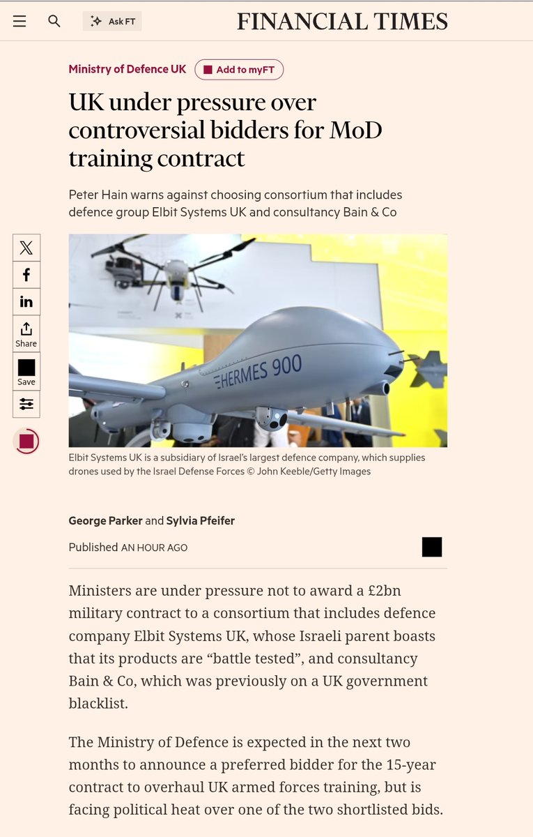 Solomon Hughes (@solhugheswriter) on Twitter photo Financial Times now following up a story we started in <a href="/PrivateEyeNews/">Private Eye Magazine</a> about Israeli arms firm Elbit being one of two chosen bidders for a 15 year, £2bn contract to train the UK army. The Times have also followed and added to the story Financial Times now following up a story we started in <a href="/PrivateEyeNews/">Private Eye Magazine</a> about Israeli arms firm Elbit being one of two chosen bidders for a 15 year, £2bn contract to train the UK army. The Times have also followed and added to the story