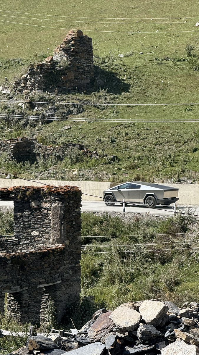 DanielDoinitsin's tweet photo. Cybertruck in highest village in Europe 🇬🇪 @Tesla @teslaeurope  @elonmusk https://t.co/d0XkrS1sQL