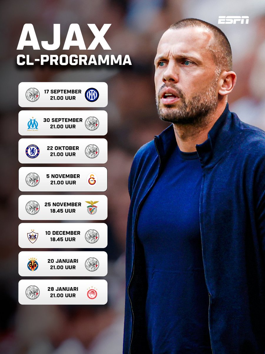 De Champions League-speelschema's van PSV en Ajax zijn bekend 📅📌
