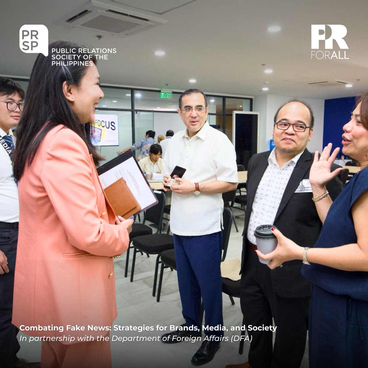 PRSPofficial's tweet image. PRSP, in partnership with DFA, held “Combating Fake News” on Aug 20 in Pasay.
Comms leaders Joe Zaldarriaga, Ana Pista &amp;amp; Don Kevin Hapal shared insights on media literacy, countering misinformation &amp;amp; building digital trust. #PRSP #PRforAll