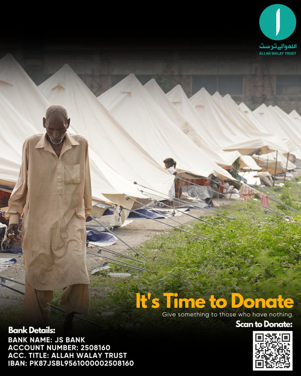 Give something to those who have nothing. Donate to Allah Walay Trust &amp; be a blessing to those in need.
Click to donate: allahwalaytrust.org.pk/donation-form
#FloodRelief #StandWithPakistan #TogetherForHumanity #PakistanNeedsYou #DisasterRelief #Flood #FloodsInPakistan #Floods2025 #Floods