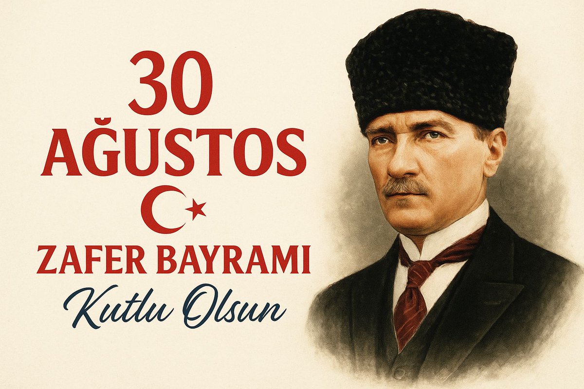 📌 *30 AĞUSTOS ZAFER BAYRAMIMIZ KUTLU OLSUN* 🇹🇷

Gazi Mustafa Kemal Atatürk’ün önderliğinde kazanılan, milletimizin bağımsızlık iradesini tüm dünyaya ilan ettiği bu eşsiz zaferin yıl dönümünde; gururla, onurla, kararlılıkla…

#ZaferBayramı