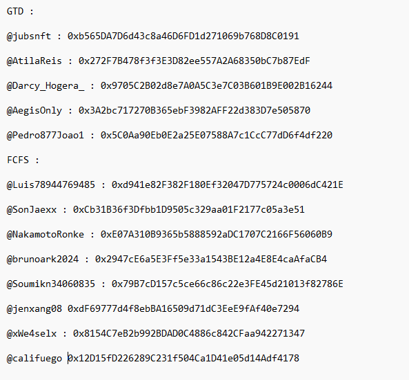SakataNFT (@sakatanft) on Twitter photo 🎁 WINNER GIVEAWAY <a href="/0xbitminer/">Bitminer</a>
GTD : <a href="/jubsnft/">jubs</a> <a href="/AtilaReisWillBe/">ATILA REIS | KGen</a> <a href="/Darcy_Hogera_/">Darcy Hogera</a>  <a href="/AegisOnly/">Aegis</a> <a href="/Pedro877Joao1/">Pedro Joao</a> 
FCFS : <a href="/Luis78944769485/">Luis (Ø,G)</a>  <a href="/SonJaexx/">SonJae</a> <a href="/NakamotoRonke/">Nakamoto</a> <a href="/brunoark2024/">Bruno Santos oliveira</a> <a href="/Soumikn34060835/">Crypto discovery (💪🏻 XPLUS).NYANBubble</a> <a href="/jenxang08/">Jenxang.ron</a> <a href="/xWe4selx/">Weasel</a> <a href="/califuego/">Danielb659 π²</a> 
Congratulations Everyone 🎁 WINNER GIVEAWAY <a href="/0xbitminer/">Bitminer</a>
GTD : <a href="/jubsnft/">jubs</a> <a href="/AtilaReisWillBe/">ATILA REIS | KGen</a> <a href="/Darcy_Hogera_/">Darcy Hogera</a>  <a href="/AegisOnly/">Aegis</a> <a href="/Pedro877Joao1/">Pedro Joao</a> 
FCFS : <a href="/Luis78944769485/">Luis (Ø,G)</a>  <a href="/SonJaexx/">SonJae</a> <a href="/NakamotoRonke/">Nakamoto</a> <a href="/brunoark2024/">Bruno Santos oliveira</a> <a href="/Soumikn34060835/">Crypto discovery (💪🏻 XPLUS).NYANBubble</a> <a href="/jenxang08/">Jenxang.ron</a> <a href="/xWe4selx/">Weasel</a> <a href="/califuego/">Danielb659 π²</a> 
Congratulations Everyone