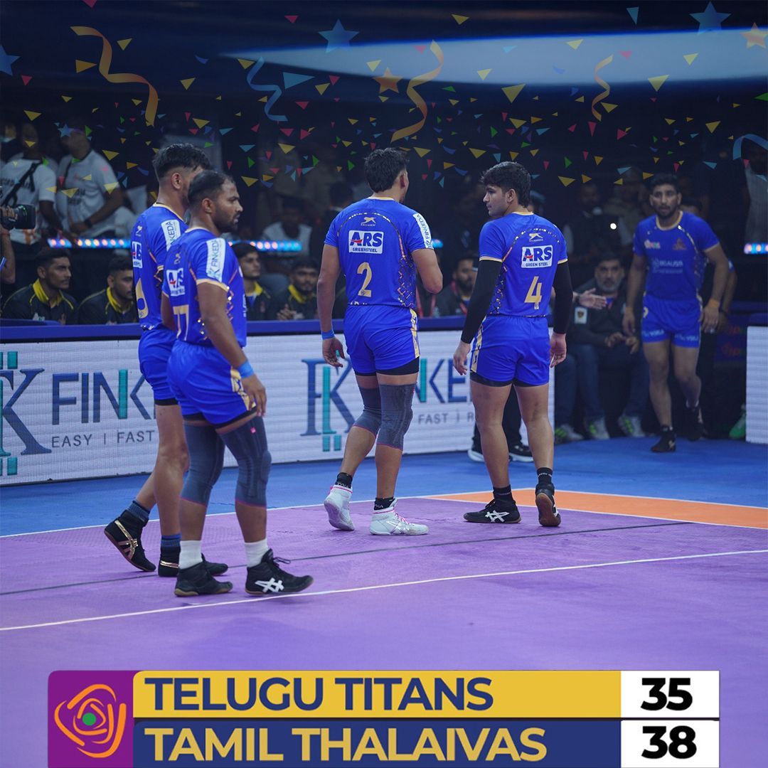 _finkeda's tweet photo. What a win!  Congratulations, Tamil Thalaivas!

Proud to be your sponsor – Finkeda

#Finkeda #TamilThalaivas #PKL #GameOn #JabBaatPaiseKiHoToSirfFinkeda https://t.co/spBH9hrcNd