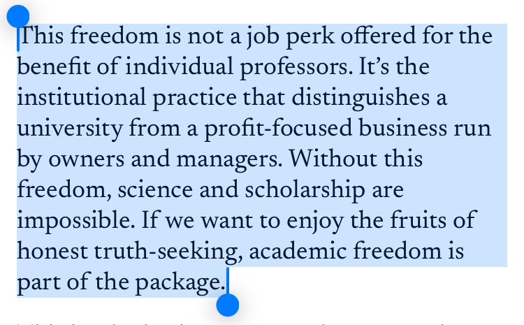 ProfligateGrace's tweet image. These words by Michael Schwalbe counter any notion that academic freedom is a niche or quaint concern.