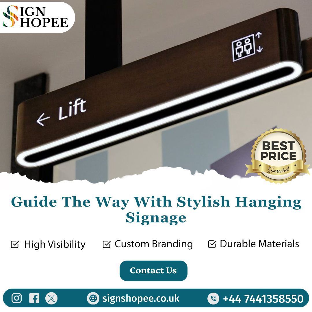 SignShopeeuk's tweet photo. ✨ Guide the way with style!
Our #HangingSignage offers #HighVisibility, #CustomBranding &amp; durability.

📞 +44 7441358550 
🌐 https://t.co/fzTx0jyShi 

#StylishSigns #DurableMaterials #ModernSignage #BusinessBranding #SignShopee #ElevateYourSpace #CustomWayfinding #OfficeSigns https://t.co/nzcXjg45XI