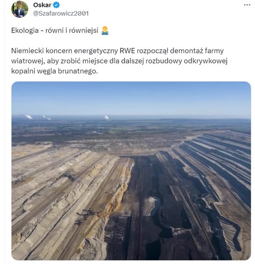 W Niemczech mają demokratyczny węgiel brunatny i dlatego ekologiczny. W Polsce węgiel jest pisowski i nieekologiczny. Jasne!
za Iwona Bednar