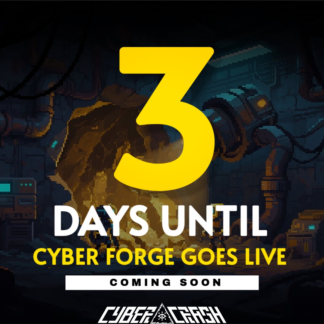 CyberCrashRpg's tweet image. 🚀 The countdown begins! Cyber Forge launches on September 2nd!
Only 3 DAYS left until the cyberpunk-inspired decentralized mining platform goes live!

🔷 What is Cyber Forge?
A revolutionary DeFi + GameFi ecosystem where you can:

🎯 Draw Hero NFTs (B, A, S, SS tiers)
⛏️ Stake…