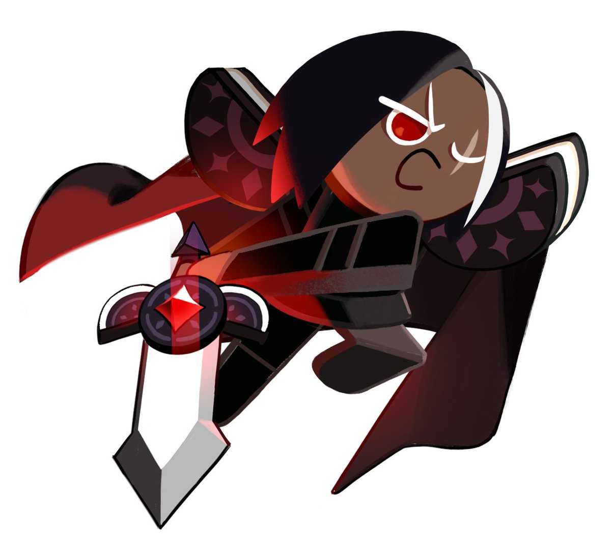 Dark Choco Cookie from Cookie Run Kingdom is disabled. He is missing an eye (canon).