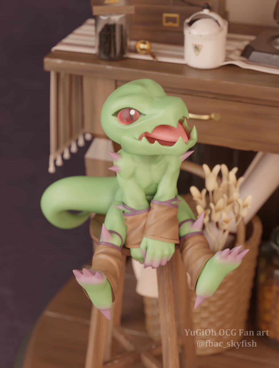 おすわりギゴバイトくん。
気に入ってます。

#遊戯王OCG #OCGファンアート

3DCG作品
制作:blender　レンダリング:blender
※生成AIは使用していません。