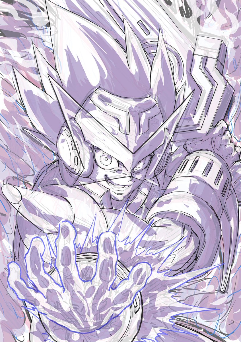 ブライペン入れ。  
Bly inked drawing.  

#流星のロックマン #ブライ #トライブ  
#MegaManStarForce #Bly #Tribe #megaman