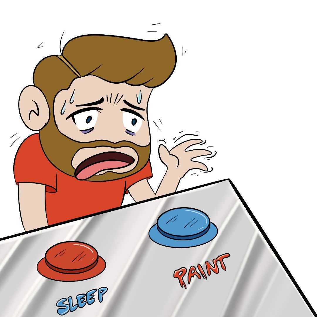 GM 💥
Happy Saturday everyone !!

Sleep or Paint ? 

This is not a choice!
And you ?

#memeart #funart