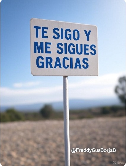 FREDDY GUSTAVO BORJA BORJA (@freddygusborjab) on Twitter photo Campaña de Seguimientos para hoy Sábado 30 de Agosto del 2025.
Buenos días a todos, y gracias por seguir y compartir.
No se quede sin seguir, que la campaña pronto se acaba.
A superar los 500M.
Con el apoyo de:
<a href="/LizzyBor9/">Patricia Elizabeth Borja Laverde</a>
<a href="/tauro968/">Víctor Hugo Zavala López</a>
<a href="/LibrosyAlma/">Libros y Alma</a> Campaña de Seguimientos para hoy Sábado 30 de Agosto del 2025.
Buenos días a todos, y gracias por seguir y compartir.
No se quede sin seguir, que la campaña pronto se acaba.
A superar los 500M.
Con el apoyo de:
<a href="/LizzyBor9/">Patricia Elizabeth Borja Laverde</a>
<a href="/tauro968/">Víctor Hugo Zavala López</a>
<a href="/LibrosyAlma/">Libros y Alma</a>