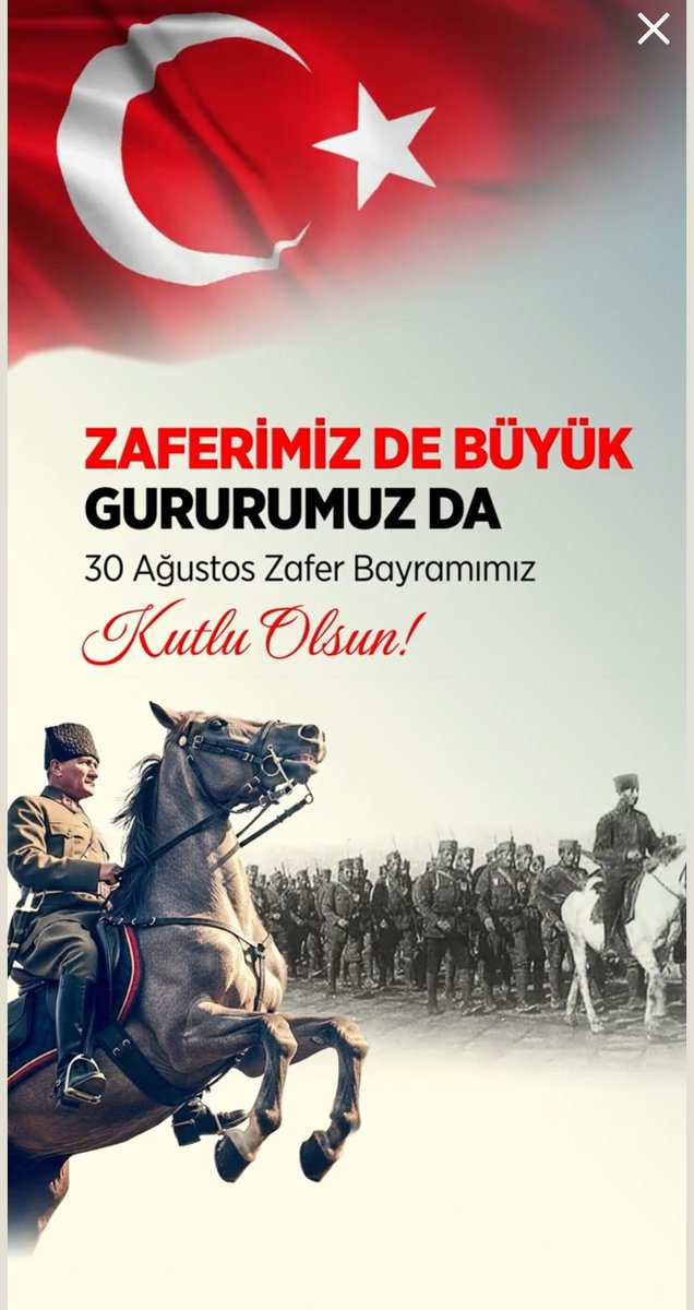 Kurtuluşumuzun ve bağımsızlığımızın kapısını açan 30 Ağustos Zafer Bayramımız kutlu olsun. 
Bu zaferi bizlere kazandıran Gazi Mustafa Kemal Atatürk ve şehitlerimizin, ebediyete irtihal eden gazilerimizin ruhları şad olsun.