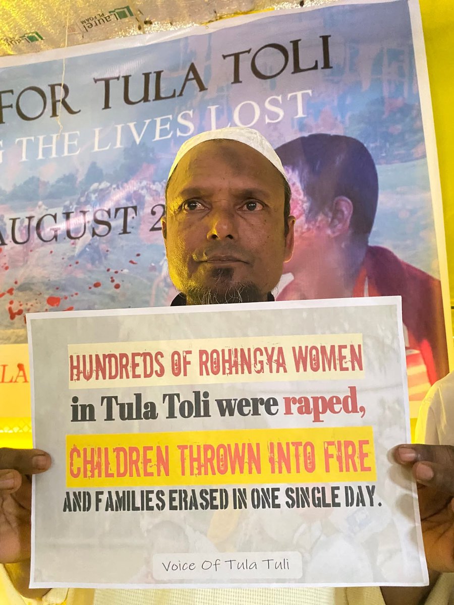 Eight years ago today, the Myanmar military massacred hundreds of Rohingya in Tula Toli, also known as Min Gyi village in Maungdaw Township.

Today, survivors came together to pray and honor the victims.