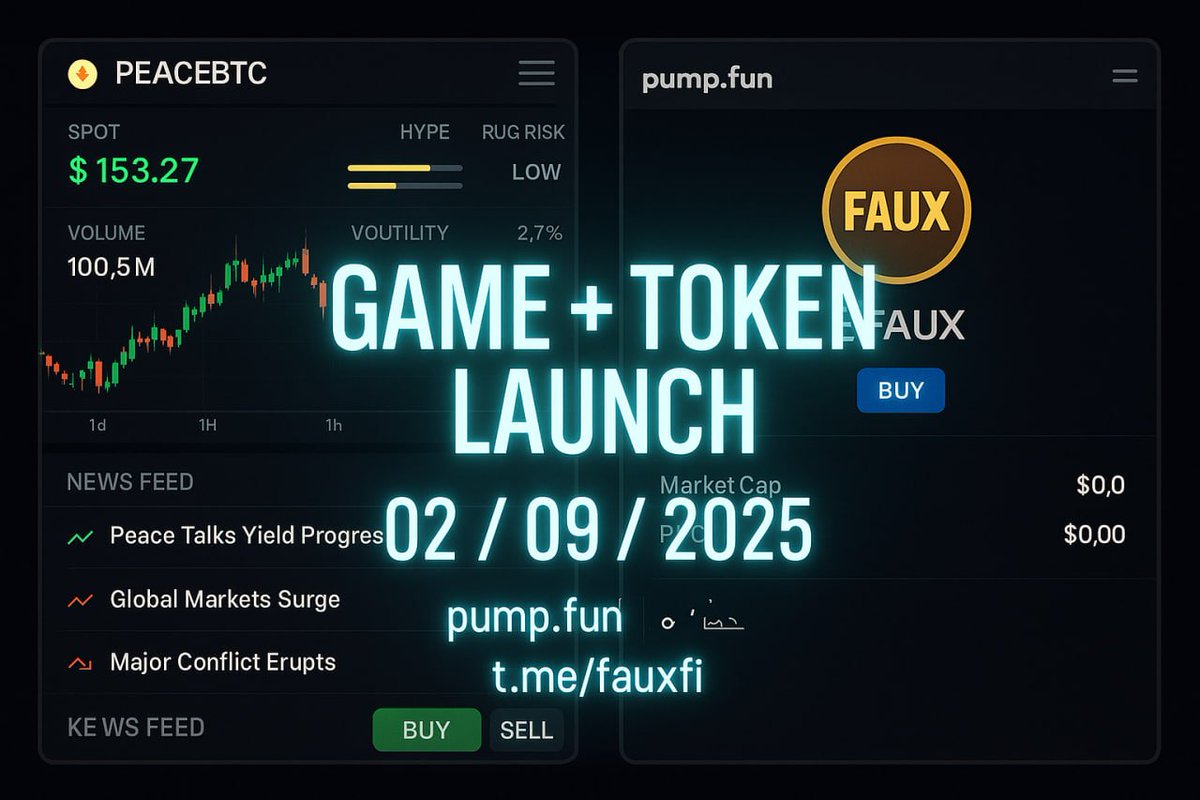 FauxFinanceSol's tweet photo. 🧠 Just 3 Days Left

Faux Finance isn’t just a trading game. It’s a warzone of markets, minds, and made-up madness.

📉 Fake currencies like $CHINACOIN &amp; $PEACEBTC
📈 Real-world crypto trading with up to 10,000x 
🪙 Token + Game drop together on 02/09/2025

We’re almost live. https://t.co/rjbHVJkfnv