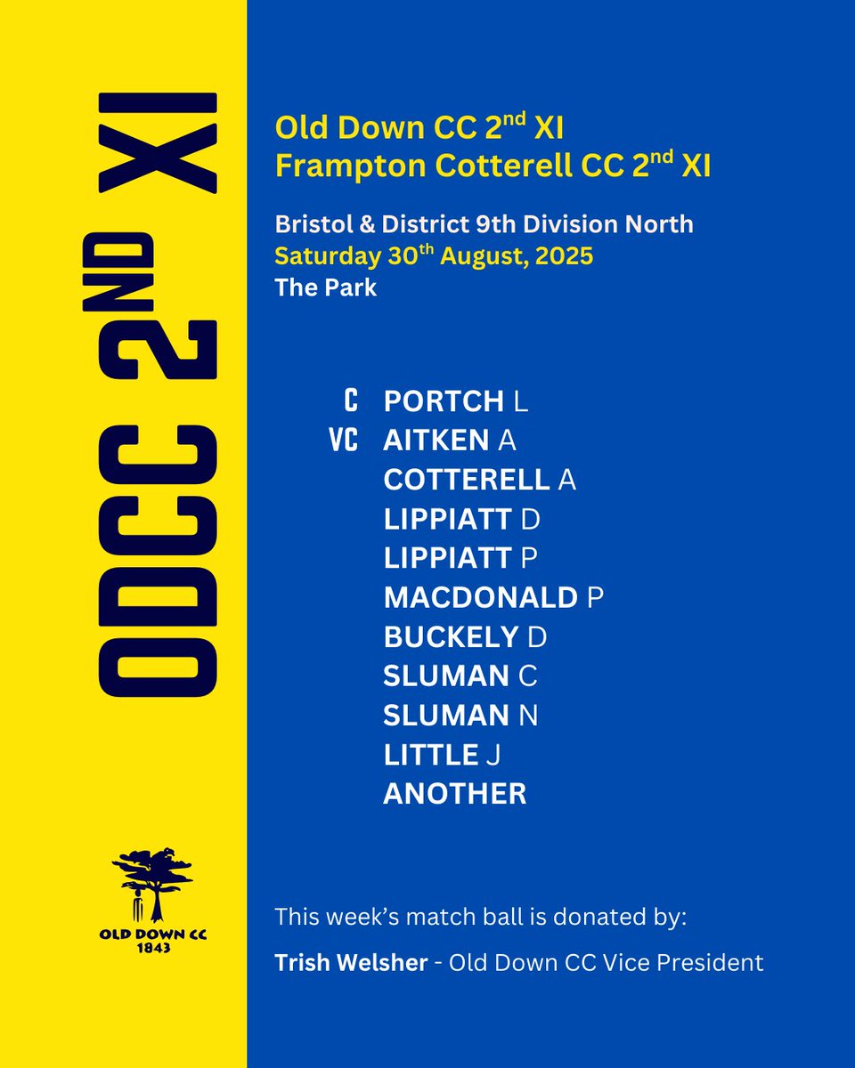 ODCC 2nd XI vs <a href="/TheFramCC/">Frampton Cotterell Cricket Club</a> 2nd XI today at The Park @ 1PM. Come support the lads. Bar open from 2pm. 🏏 #UpTheDown #SupportLocal #Cricket