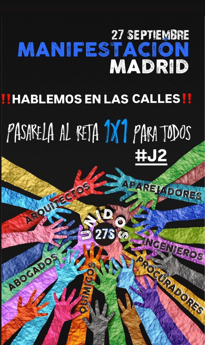 La asistencia a esta manifestación es fundamental para conseguir unas prestaciones por enfermedad y jubilación que no sean indignas como las de ahora. Luchemos juntos para defender nuestros pisoteados derechos sociales.
#Pasarela1x1AlRetaParaTodos 
#YoVoyMadrid27S