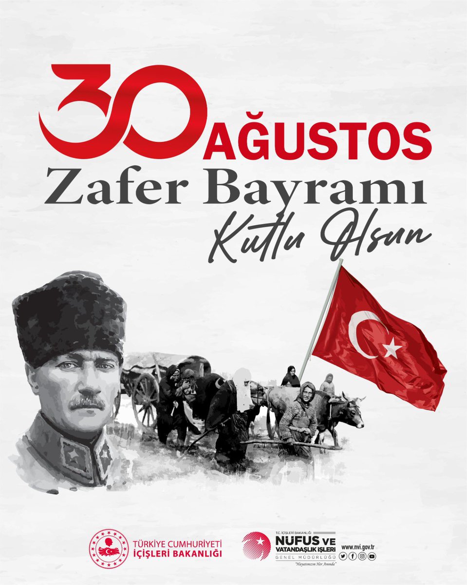 30 Ağustos Zafer Bayramımız kutlu olsun❗️

Bu büyük zaferin 103. yılında, başta Gazi Mustafa Kemal ATATÜRK olmak üzere tüm kahramanlarımızı saygı ve minnetle anıyoruz.🇹🇷