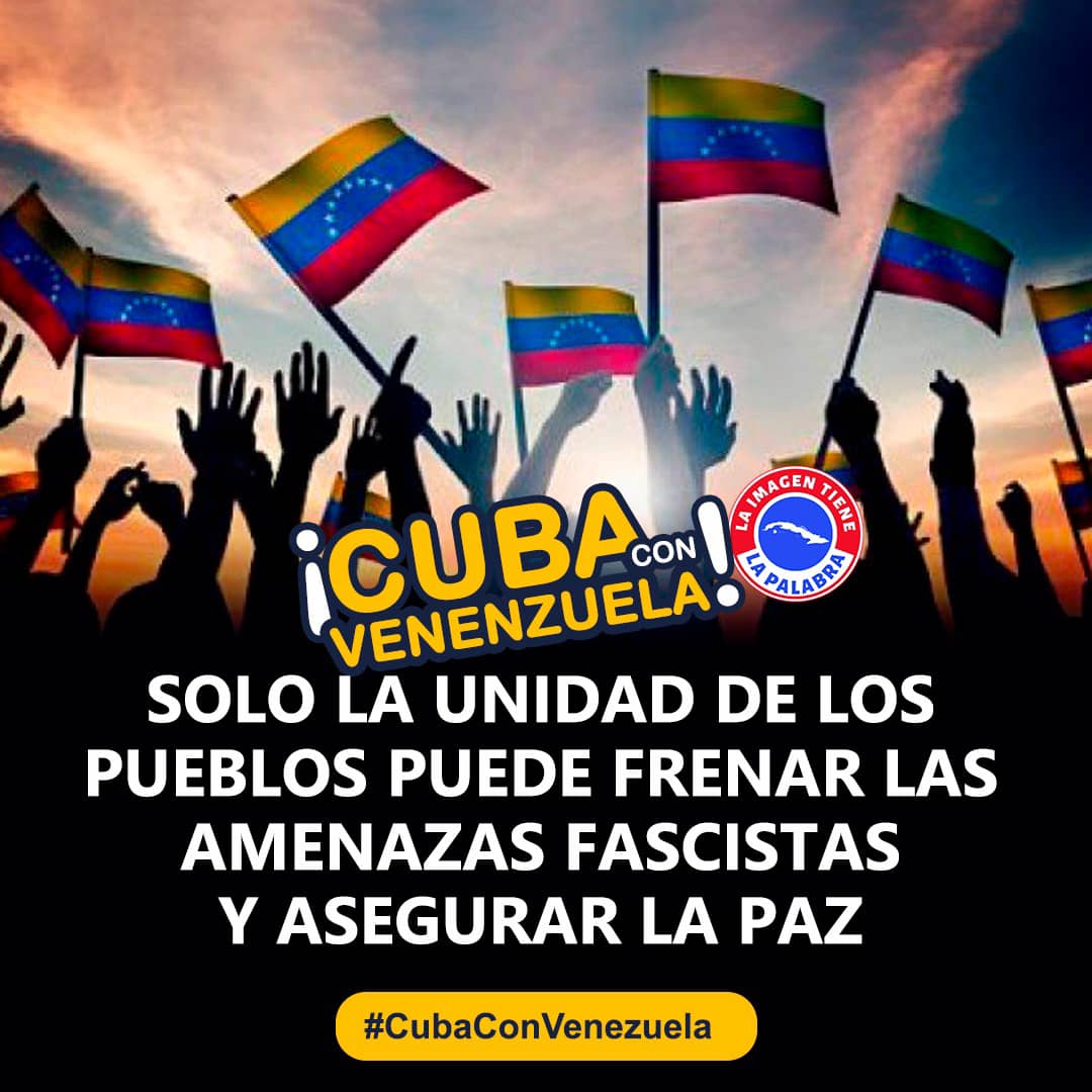 Ante la escalada belicista imperial en la región defender a #Venezuela es defender la paz, la soberanía y el derecho internacional en América Latina y el Caribe

#CubaConVenezuela
