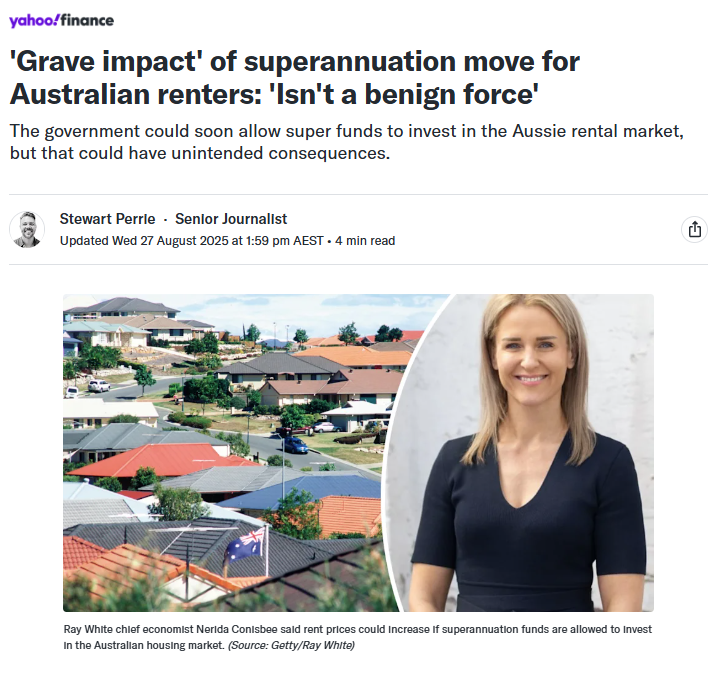 🤑'Big super' to pump up the Property Ponzi Economy!🎈What could go wrong? 😵‍💫

📰 The government could soon allow super funds to invest in the Aussie rental market, but that could have unintended consequences... "As these corporate giants take over, the rental market risks