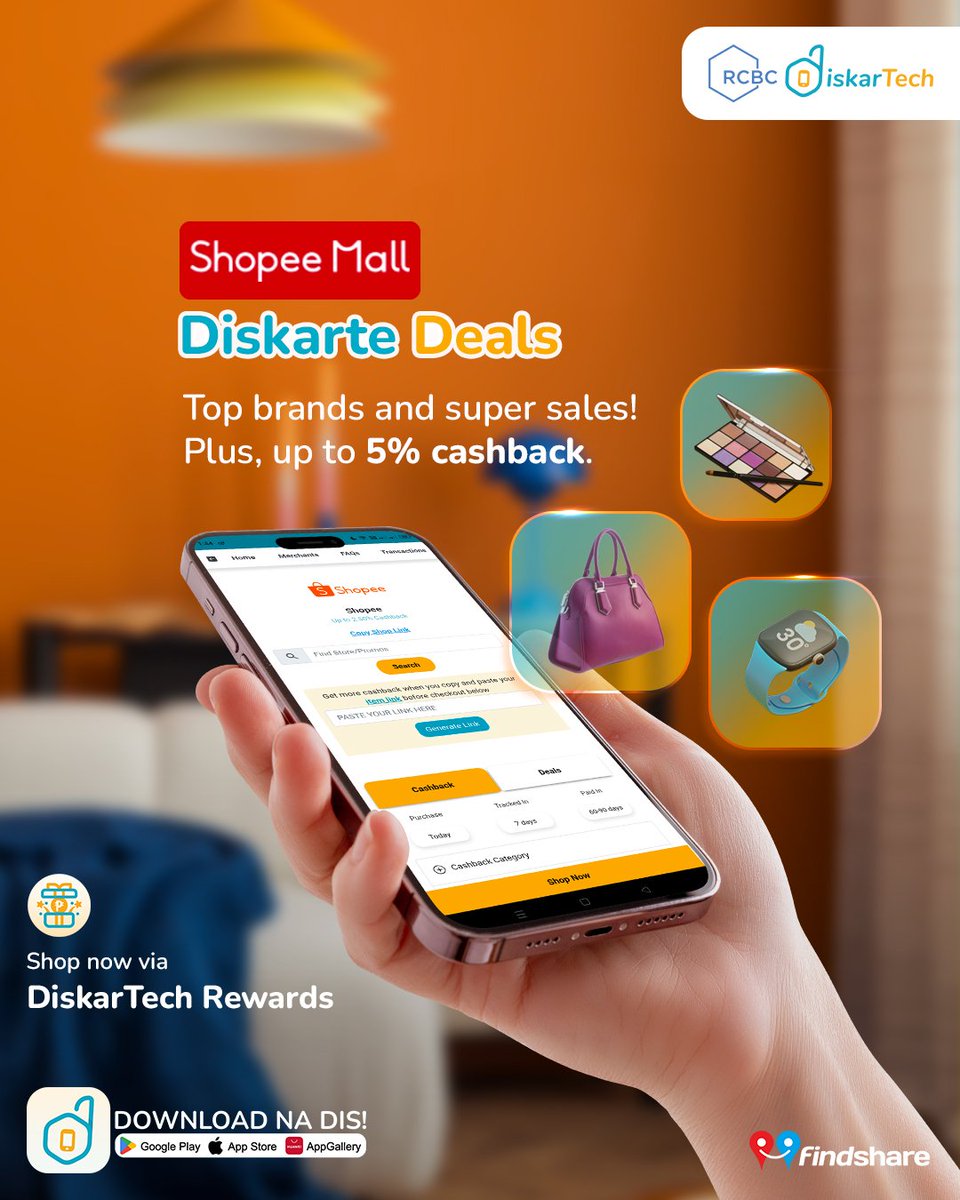 rcbcdiskartech's tweet image. Shop your faves at Shopee Mall and earn up to 5% cashback! Get it all via DiskarTech Rewards. 🛒

Wala pang DiskarTech app? Download na dis! 

Play Store: bit.ly/RCBCDiskarTech…
App Store: bit.ly/RCBCDiskarTech…
AppGallery: bit.ly/RCBCDiskarTech…

#RCBC #GoForMore
