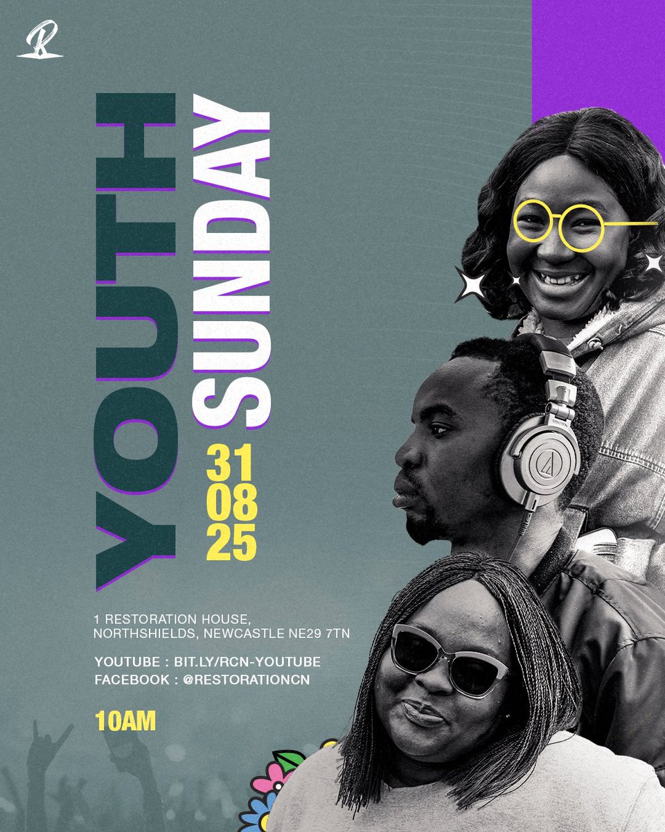 Brace up for an electrifying  youth Sunday tomorrow.
Come one, come all

🕰️ 10am prompt at 1, restoration House, Norham rd, Northshields. NE29 7TN

See you there 😉
.
.
#youthsunday #rcnuk #rccginnorthshields #rccginnewcastle #rccginwallsend