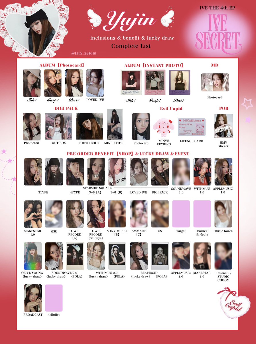 IVE SECRET】 封入&特典 トレカ 一覧 ❤️🪽Complete List ver.5 追加