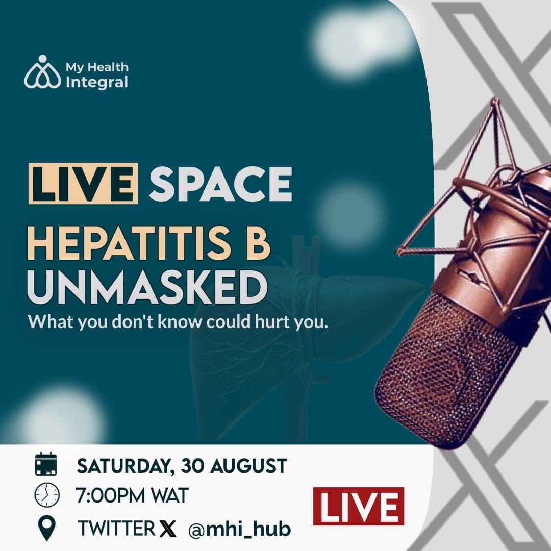 Join us LIVE today at 7 PM as we talk about Hepatitis B — prevention, myths, and why early testing matters. Don’t miss this important conversation! 
#HepatitisAwareness #LiveTalk #MHILaunch #MyHealthIntegral