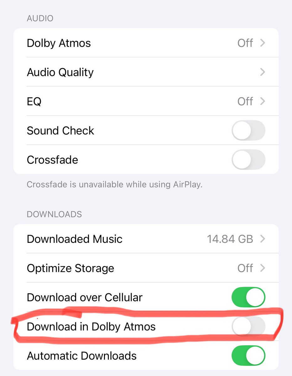 If you want your Apple Music downloads to be in Hi-Res Lossless, you need to turn this off. 

This is in addition to turning off Dolby Atmos.

Can’t believe how long it took to find this.