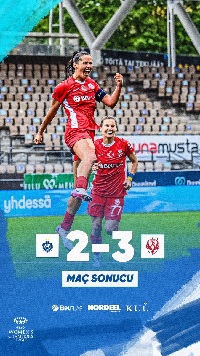 Takımımız, UEFA Kadınlar Şampiyonlar Ligi 2. Eleme Turu’nda HJK Helsinki’yi  3-2 mağlup ederek yoluna UEFA’da devam ediyor!
Hedeflerimizden asla vazgeçmiyoruz, mücadelemiz sürüyor! 🔴🔵
#UWCL | #ABBFomget 
<a href="/mansuryavas06/">Mansur Yavaş</a> <a href="/ankarabbld/">Ankara Büyükşehir</a>