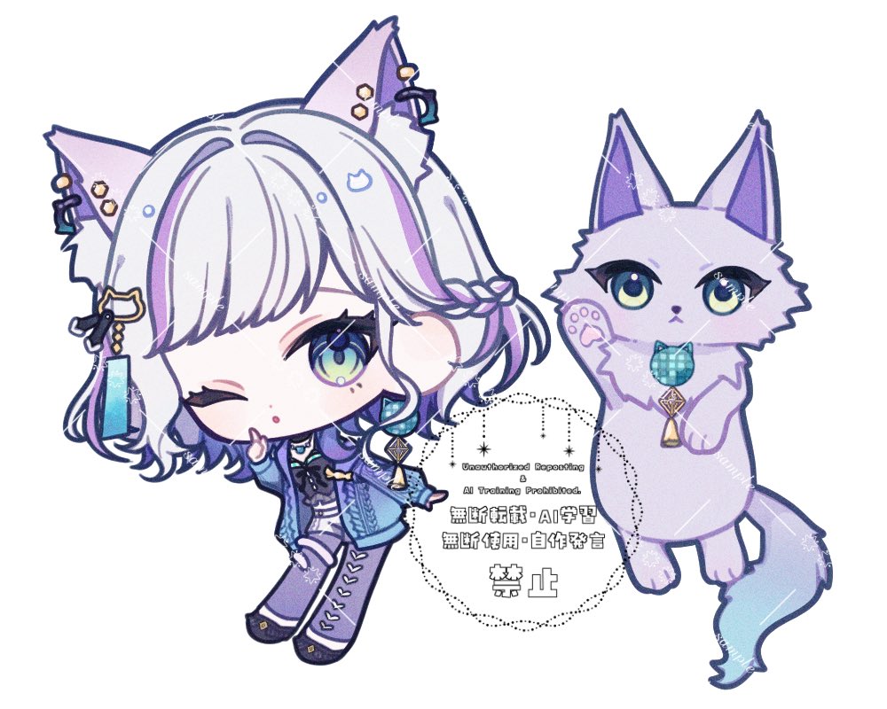 まち様(#nc_u5t )に可愛いSDイラスト描いて頂きました🫶🏻⋆꙳

髪の毛のハイライト猫型になってるのめっちゃ可愛くてお気に入り☺️