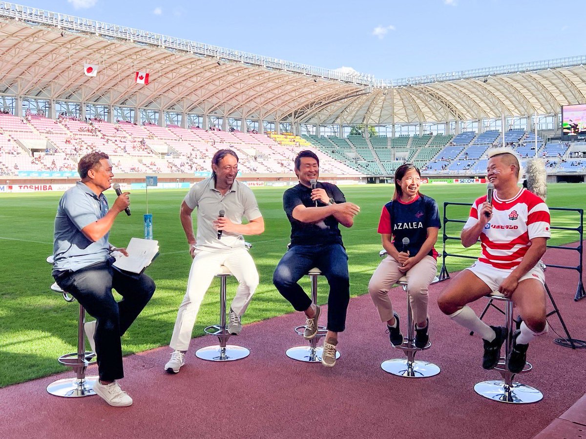 87dekaMAN's tweet image. 【感謝、しんや】
ラグビー日本代表勝利おめでトライ‼️
トークショー＆宮城の高校生たち
一緒に応援してくれてアジャースト🌞
#ラグビー日本代表 #PNC2025 #JPNvCAN