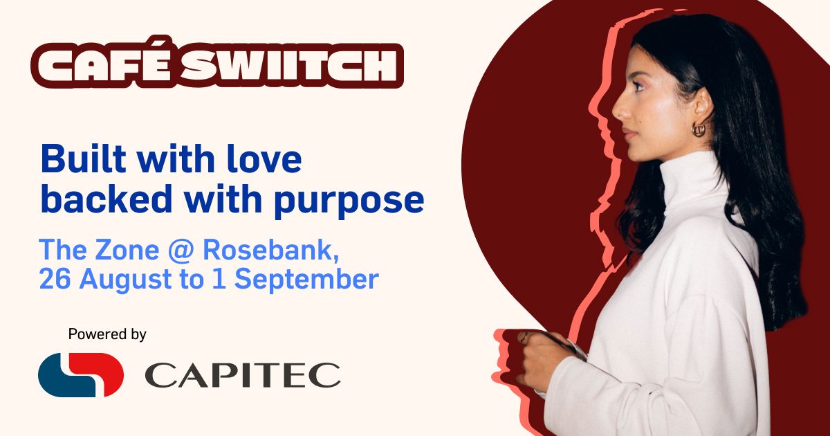 Café switch has officially opened, and you’re invited.

26 August till 1 September, pull through to the <a href="/CapitecBankSA/">Capitec</a>  x swiitchbeauty pop-up store in Rosebank The Zone for the ultimate glam experience. 💄

Keep it locked on the socials, you could stand the chance to win a