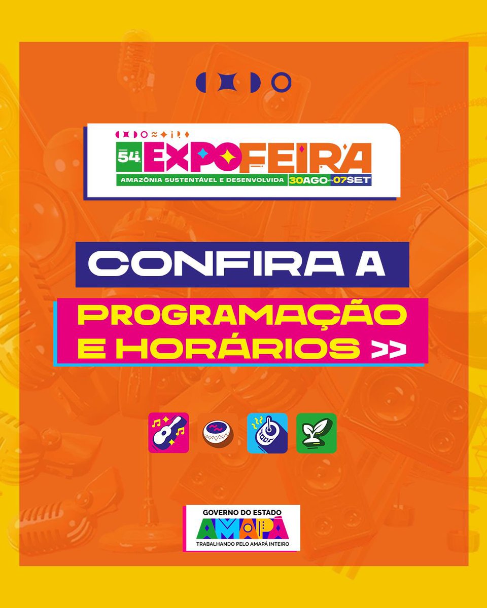 governodoamapa's tweet image. 👀 Foi aqui que pediram os horários dos shows nacionais?

A 54ª Expofeira começa hoje e vai movimentar o Amapá inteiro! Arrasta pro lado pra ver a programação completa de 30 de agosto e 7 de setembro! ⏰🎶

#Programação #54Expofeira #GovernoDoAmapá