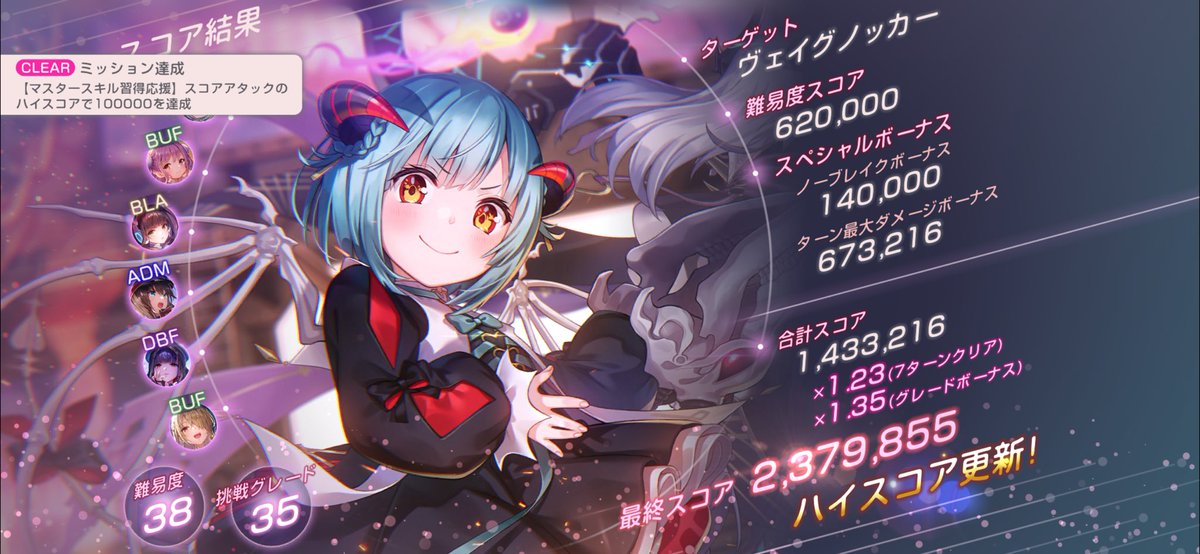 MTGアリーナの目標達成したからヘブバンのスコアタも
最初に失敗して難易度下げたけど、もしかしたら40でも行けたかも？