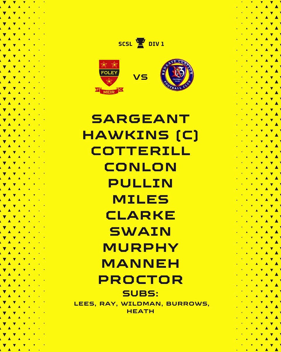 How our SCSL side line up today vs Redgate Clayton Reserves.

#UpTheFoley