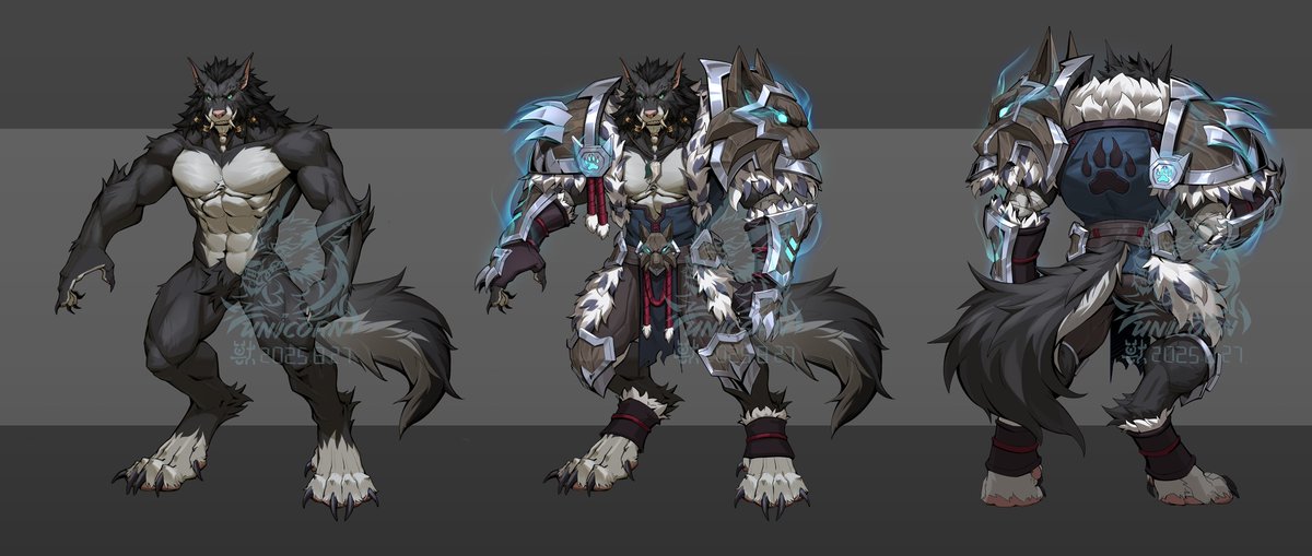 Character reference sheet update of a WOW werewolf!🐺🐺
#WorldofWarcraft #furryoc #furryartist