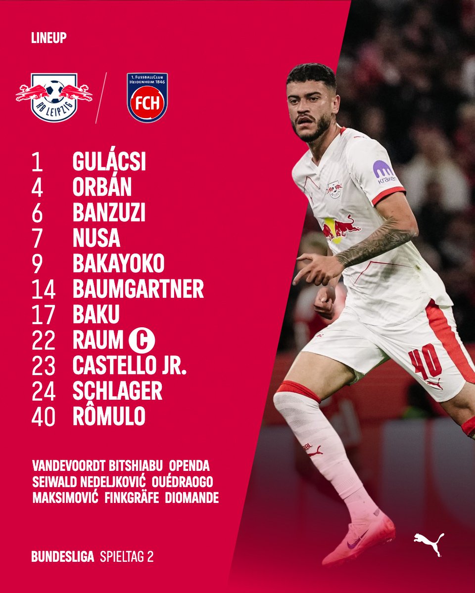 Unsere 1⃣1⃣ für den #Bundesliga-Heimauftakt 📋

#Romulo und #Banzuzi vor Startelf-Debüt 🔥

#RBLFCH