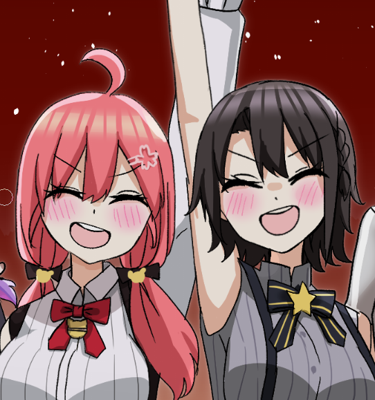 大神ミオ ,白上フブキ 「好きなコンビがいっぱい描けてすごい満足なんだ」|みなづきのイラスト