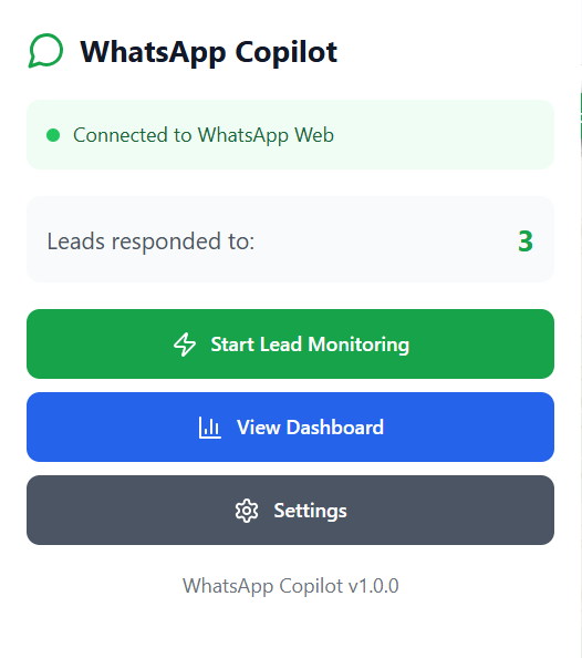 DavisJimmy_'s tweet photo. Building a side project 🚀 WhatsApp Copilot , A browser extension for folks running business on their personal number. It detects leads, drafts instant replies from a knowledge base, and keeps personal chats separate. Still early, but excited to share 👨‍💻 https://t.co/4iO4RbOtKd