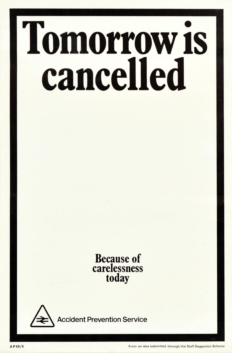 #LotOfTheDay 20 September Sale—view our auction catalogue &amp; bid now at antikbarauctions.com/catalogue/lot/…

Lot 411: Tomorrow Is Cancelled Because of carelessness today British Rail Accident Prevention Service

#AntikBar #VintagePoster #Railway #Safety More info/links antikbar.co.uk/pages/antikbar…