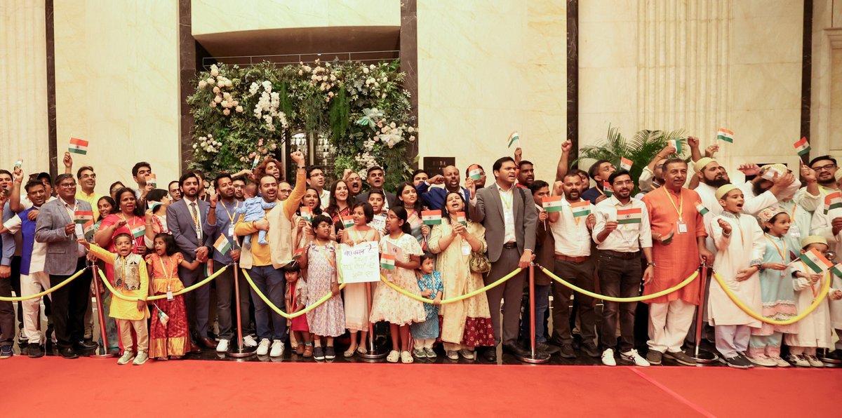 narendramodi's tweet image. China’s Indian community accorded a very special welcome in Tianjin. Here are some glimpses.