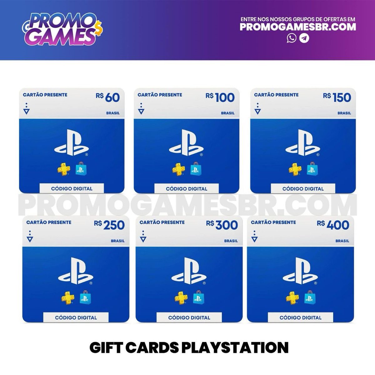 🎮 Gift Cards de PlayStation com 10% de DESCONTO usando o cupom

🎟 Aplique o cupom: AQUECIMENTUU

🔗 Link: click.linksynergy.com/deeplink?id=Yi…
[NUUVEM]

🌐 Mais ofertas em: promogamesbr.com