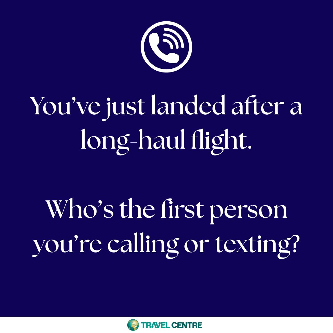TravelCentreUS's tweet image. Who’s the first you call after landing? 📱
#TravelCentreUS #TravelLife #TouchdownVibes #TravelAddict #ExploreTheWorld #TravelTalk