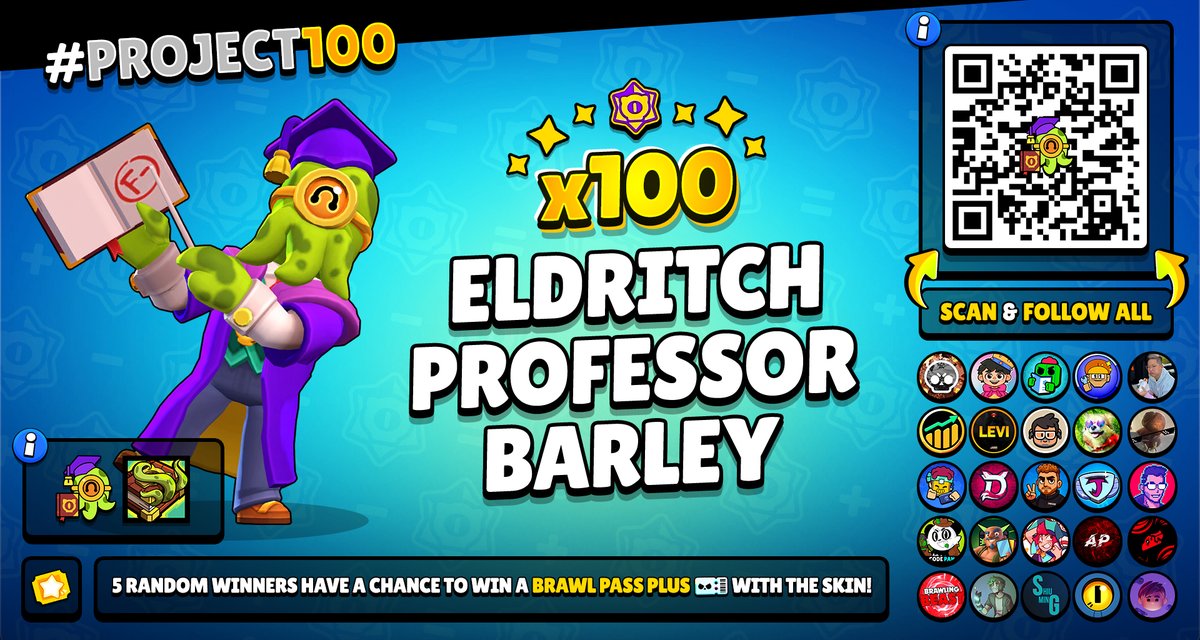 100x Eldritch Professor Barley Giveaway with 5x Brawl Pass Plus Golden Tickets! 🎓 🎫

To enter:
→ Follow everyone: <a href="/BrawlNetworkX/">Chosen Network</a>, <a href="/TheRealBertz/">Bertz</a>, <a href="/BrawlStarsBTLN/">BTLN</a>, <a href="/DrieBananen/">DrieBananen</a>, <a href="/OrangeJuice/">OJ</a>, <a href="/Brawlytix/">Brawlytix</a>, <a href="/FFlevi_/">Levi</a>, <a href="/CanalBrawl/">CANAL77</a>, <a href="/TrysoNova/">Tryso</a>, <a href="/lizishu_bs/">lizishu</a>, <a href="/mythicbs_/">MythicBs</a>, <a href="/PlayerD__/">PlayerD</a>,