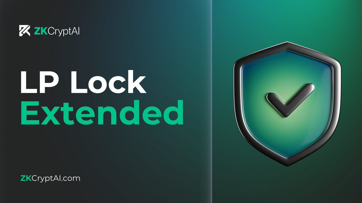 ZKCryptAI's tweet image. LP Lock Extended

We have officially extended our liquidity lock for another full year.

This reinforces our long-term commitment and strengthens stability as we keep building.

Another step in showing we are here to stay.