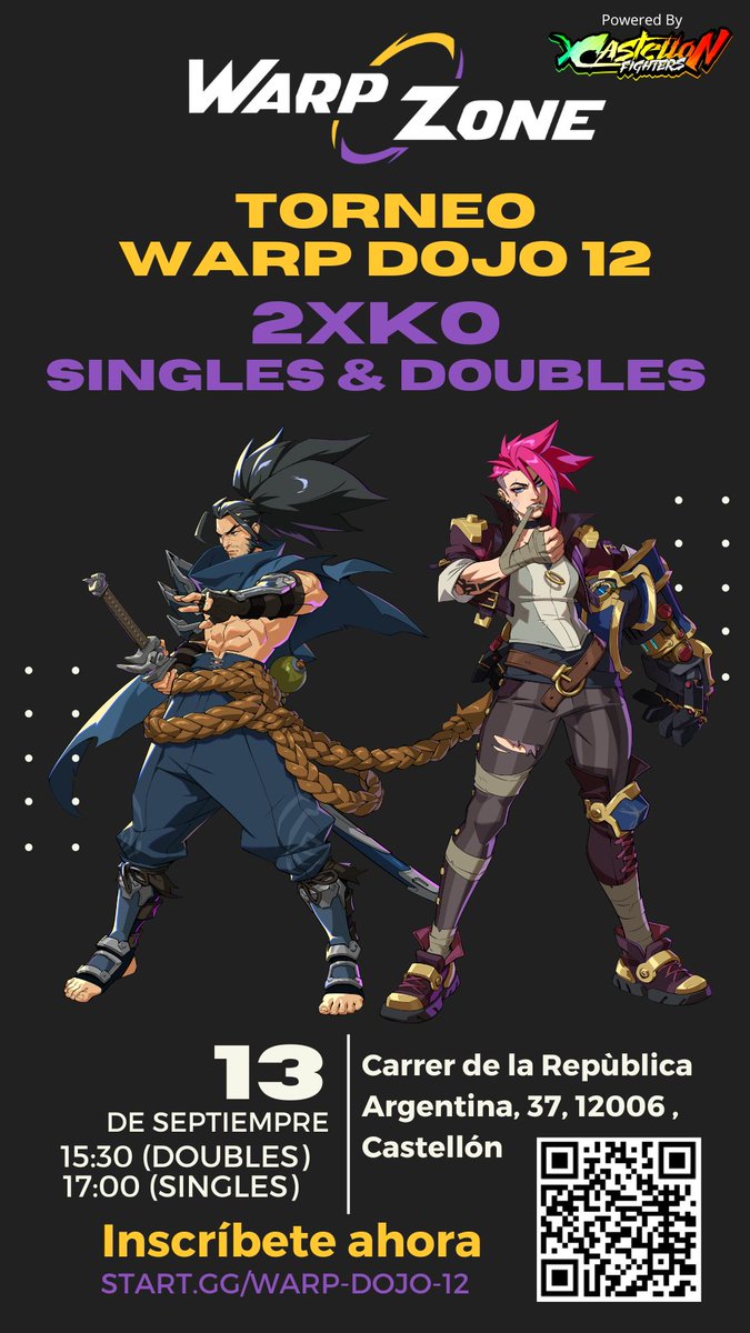 Después de tanto tiempo ya está aquí... ¿El Tuco?, ¿El Chuscao?, ¿El tu ex?. Da igual como lo llames pero ya está aquí el 2XKO, el juego de lucha tag de Riot Games y lo estrenamos en este Warp Dojo con un torneo doble: uno de Singles y otro de Doubles.

⬇️ Apúntate ya⬇️