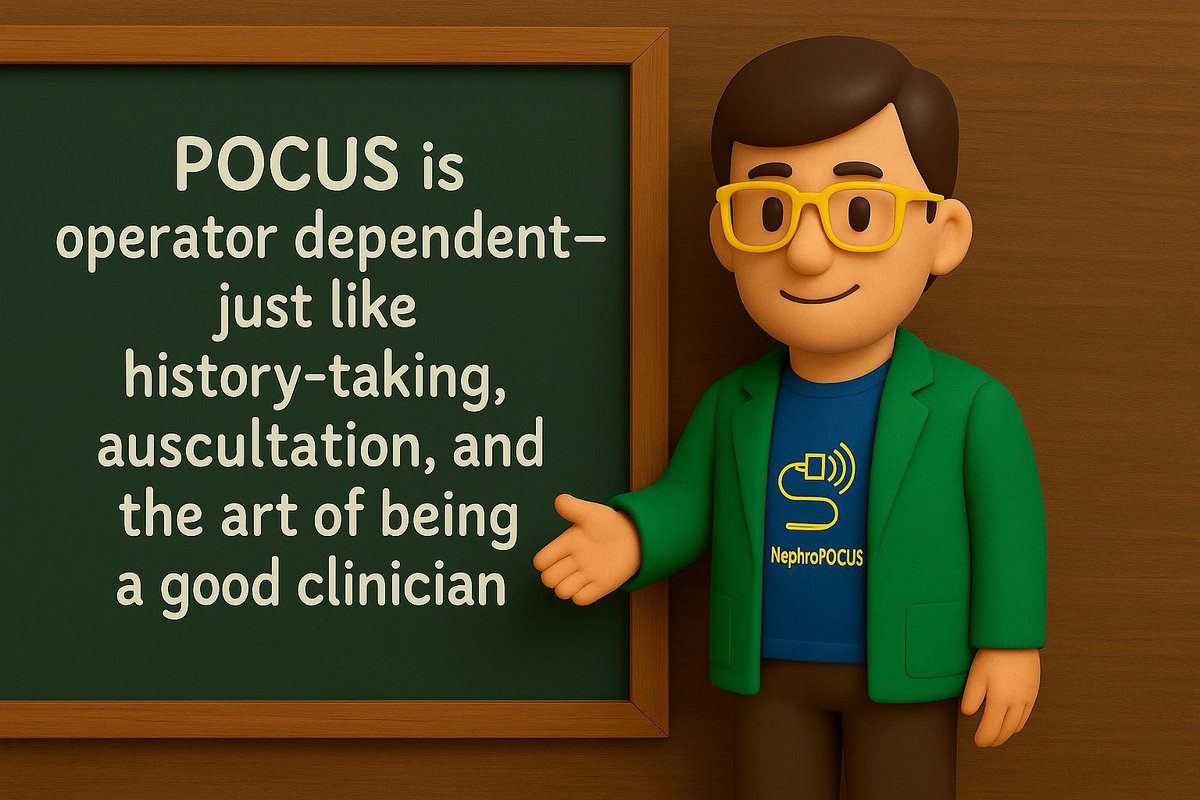 To dismiss #POCUS because it’s operator dependent is to miss the point. Clinical medicine itself is operator dependent. That’s precisely why we train, practice, and improve. Operator dependency is part of the art, not an excuse.
#FOAMed #Nephpearls