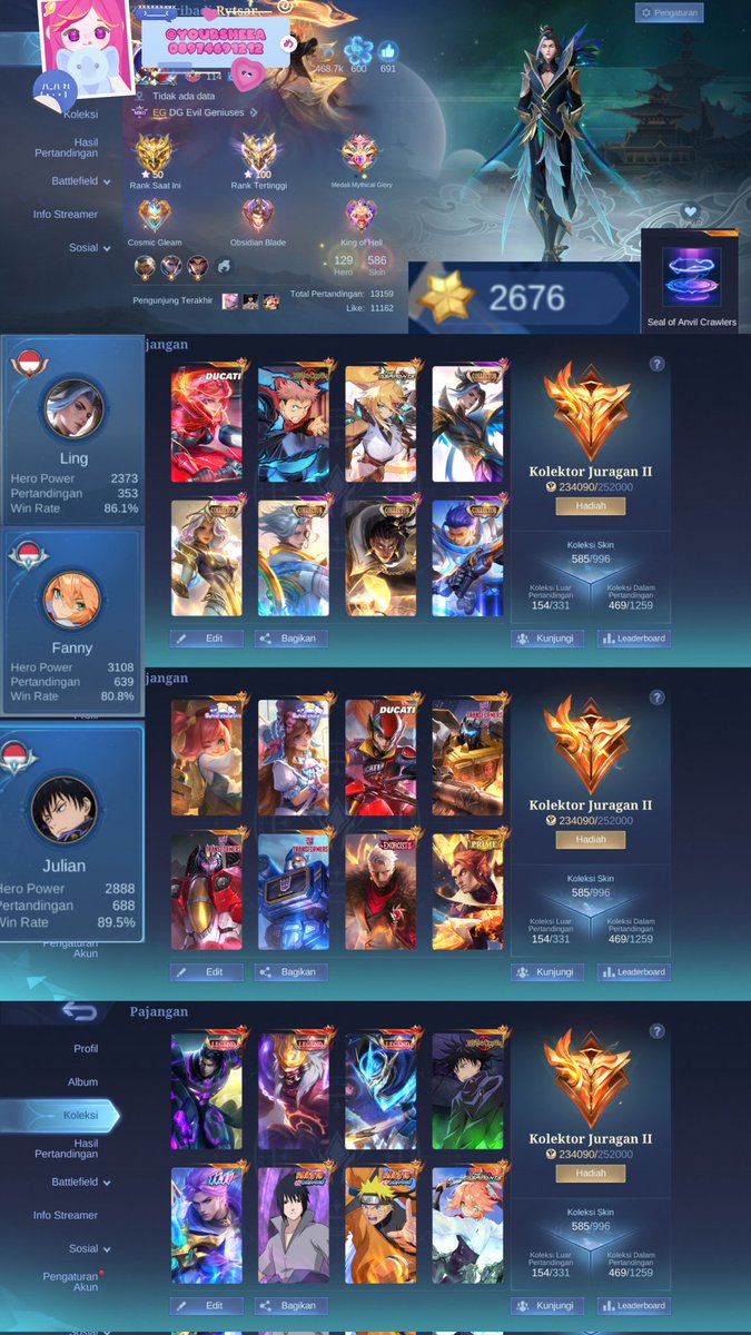 ▬▭ loading . . ♡
꣖ sweet heap listings! ꣓ #stokadmin
 🍓 JURAGAN II
IMO SPEK JUNGLER MM
 ❥ AKUN PRIBADI TEMENKU
 ❥ REFF BISA, SAFE ALLKOS NOMINUS, WDP PANJANG
 ❥ 𝐏rice : 3.5OO.OOO 
 ❥ wa.me/628974691212
#zonauang #zonabu #akunml #wtsakunml #wtbakunml